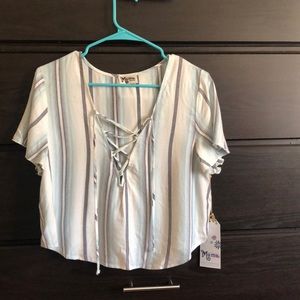 Show Me Your Mumu Oasis Lace Up Top - Oasis Stripe